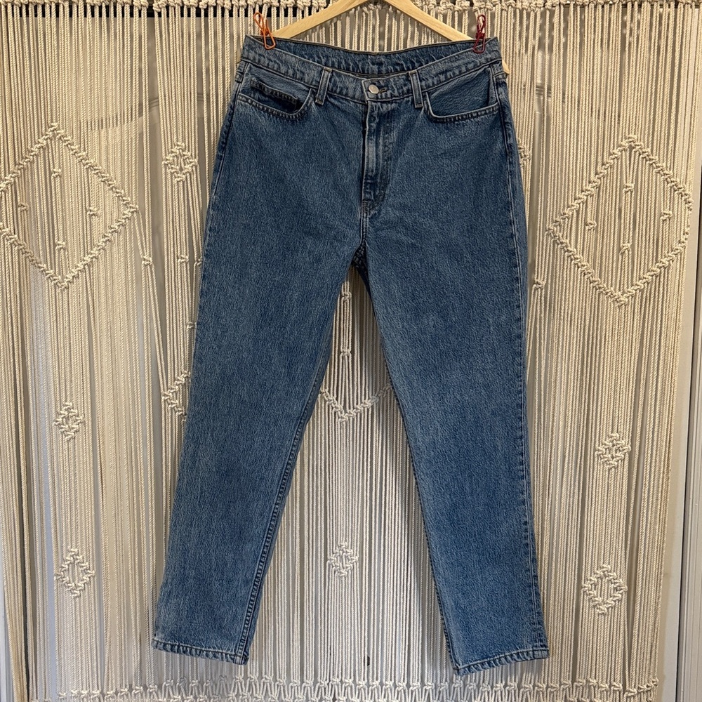 Reformation Straight Leg Jeans in Medium Blue Denim